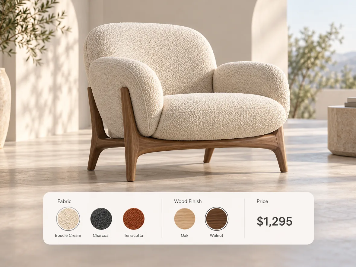 Furniture & finishes: 3D · Fabrics, woods and sizes