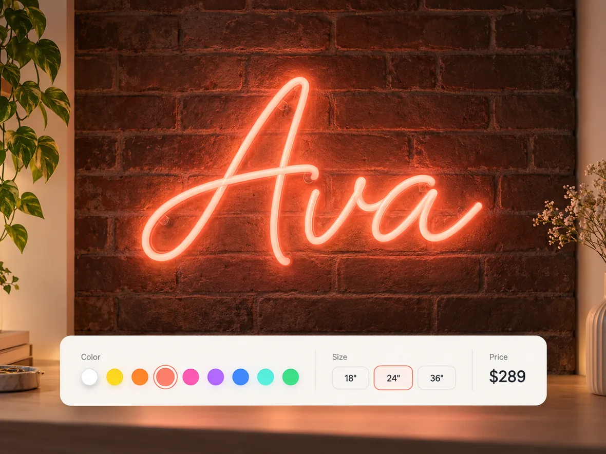 Custom signs: 2D · Text, colors and sizes, priced live